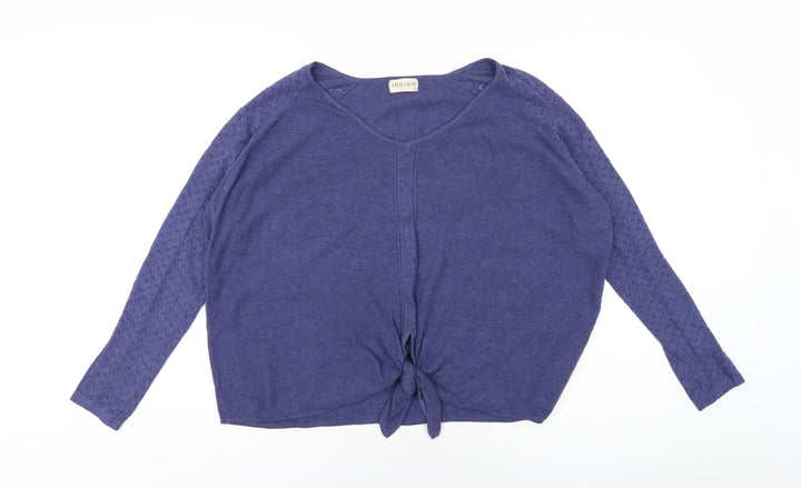 Marks and Spencer Womens Blue Round Neck Cotton Pullover Jumper Size 12