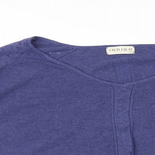Marks and Spencer Womens Blue Round Neck Cotton Pullover Jumper Size 12