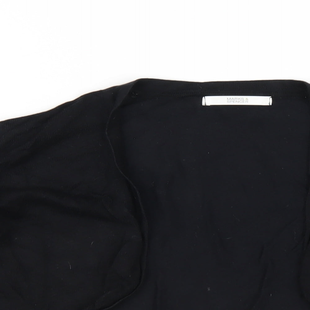 Marks and Spencer Womens Black V-Neck Viscose Shrug Jumper Size 12