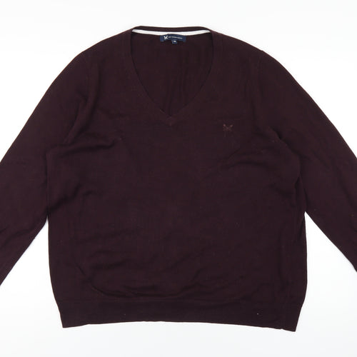 Crew Clothing Womens Purple V-Neck Cotton Pullover Jumper Size 18