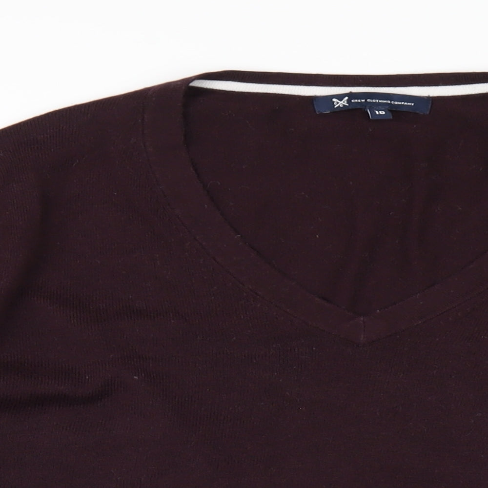 Crew Clothing Womens Purple V-Neck Cotton Pullover Jumper Size 18
