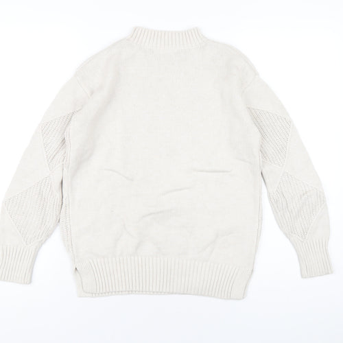 Marks and Spencer Womens Beige Round Neck Cotton Pullover Jumper Size XS