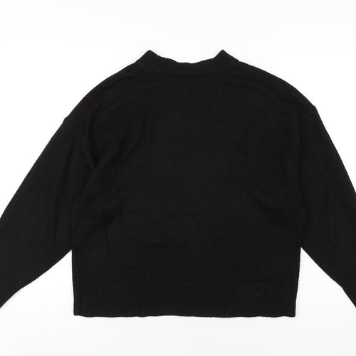 H&M Womens Black Round Neck Acrylic Pullover Jumper Size S