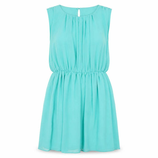 Front view of New Look women’s blue polyester a-line, size UK 12, round neck button