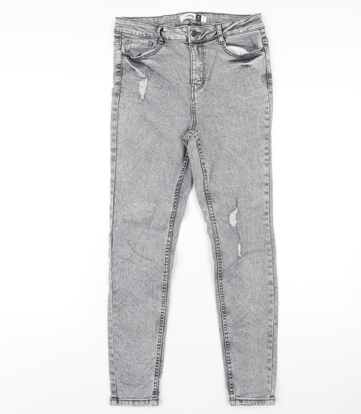 PEP&CO Womens Grey Cotton Skinny Jeans Size 10 L27 in Regular Zip
