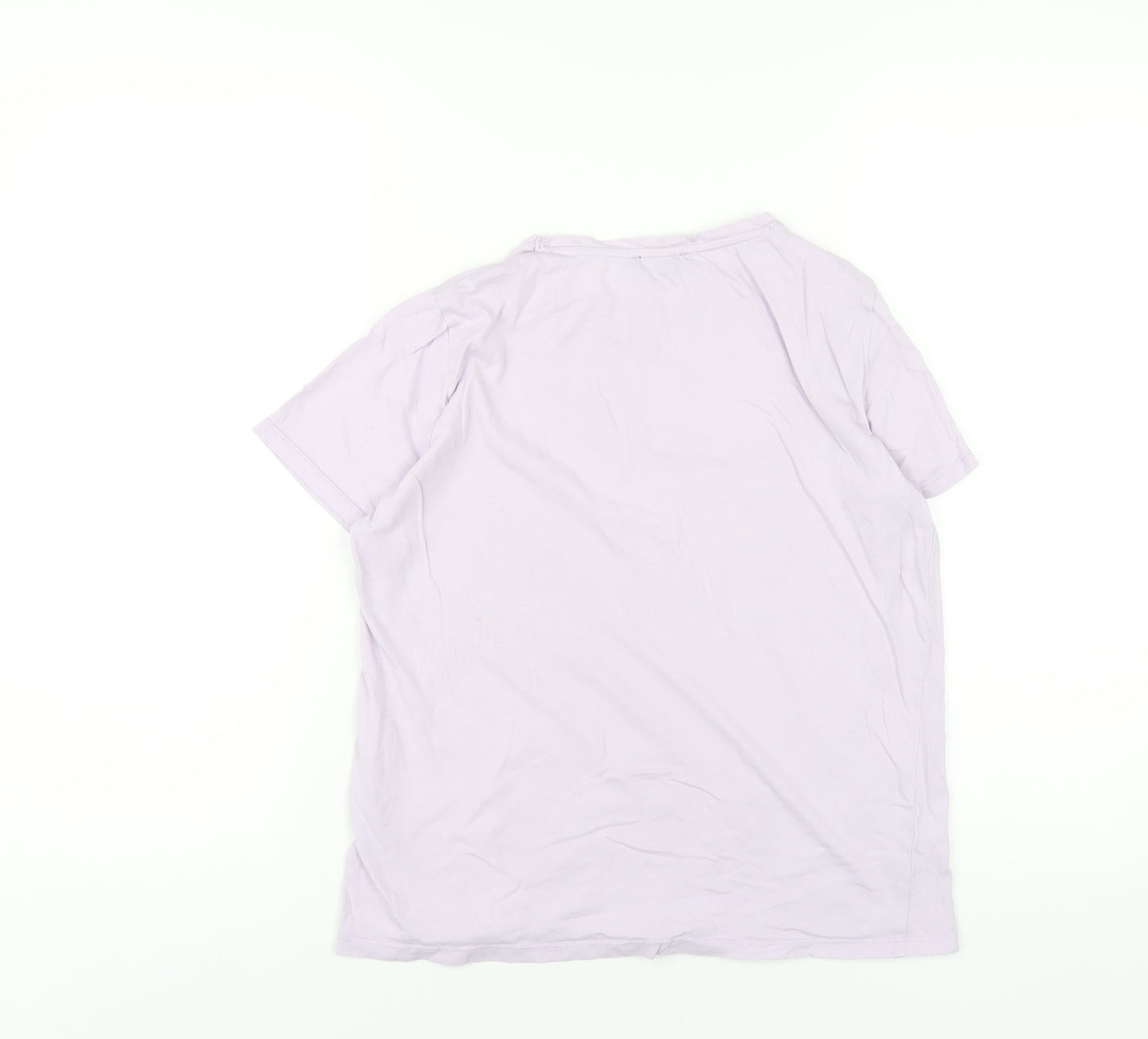 New Look Womens Purple Cotton Basic T-Shirt Size 10 Round Neck