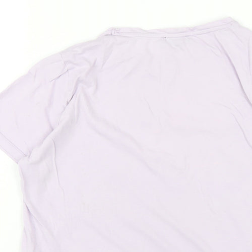 New Look Womens Purple Cotton Basic T-Shirt Size 10 Round Neck