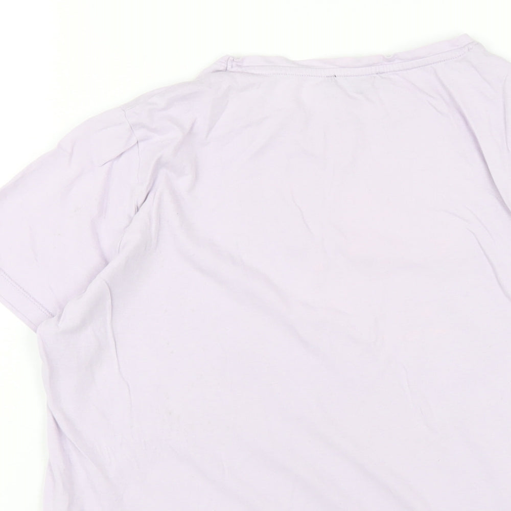 New Look Womens Purple Cotton Basic T-Shirt Size 10 Round Neck