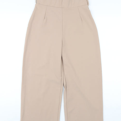 Boohoo Womens Beige Polyester Trousers Size 10 L22 in Regular