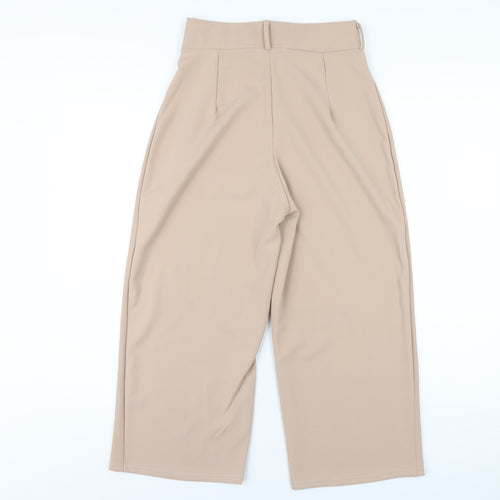 Boohoo Womens Beige Polyester Trousers Size 10 L22 in Regular