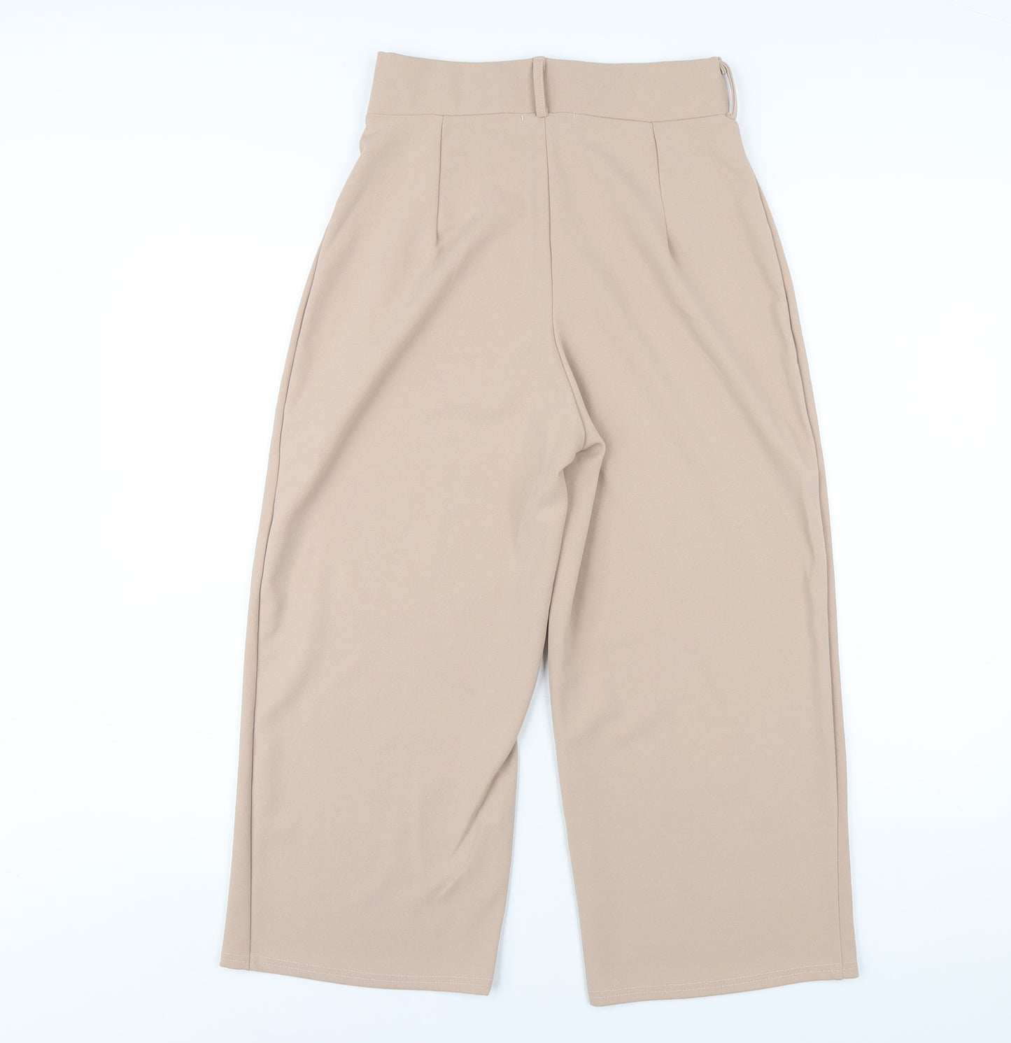 Boohoo Womens Beige Polyester Trousers Size 10 L22 in Regular