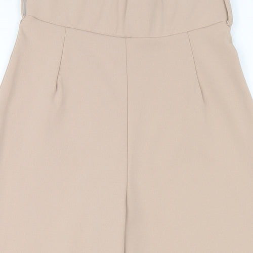 Boohoo Womens Beige Polyester Trousers Size 10 L22 in Regular