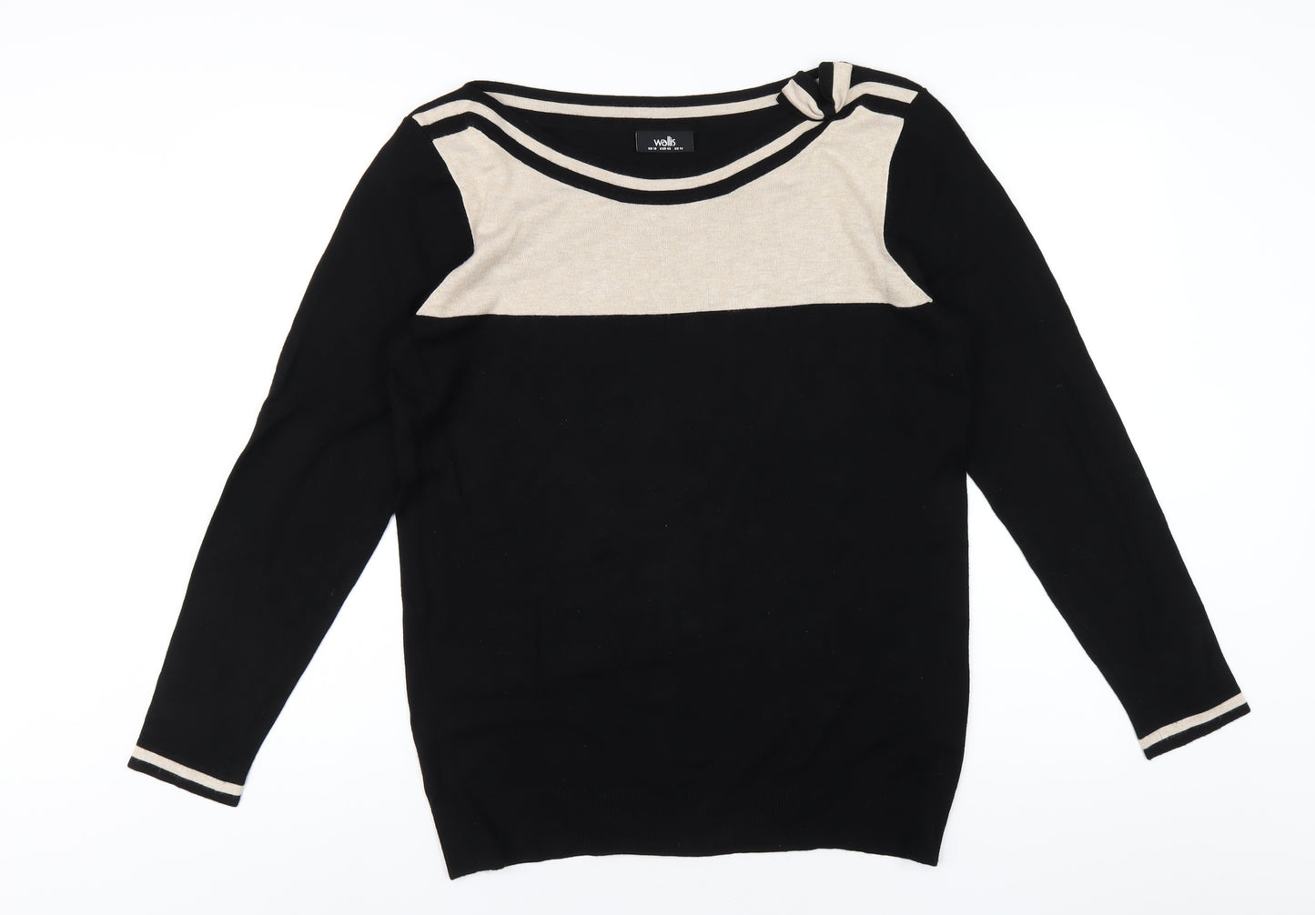Wallis Womens Black Boat Neck Viscose Pullover Jumper Size 18