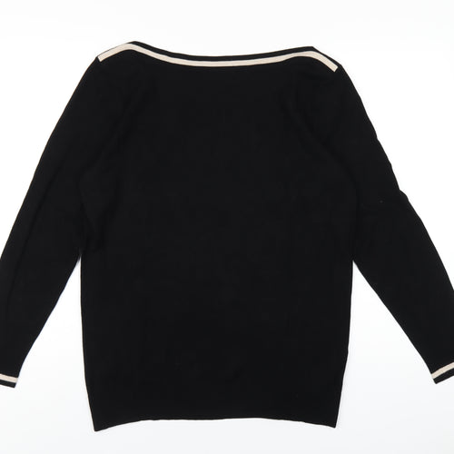 Wallis Womens Black Boat Neck Viscose Pullover Jumper Size 18