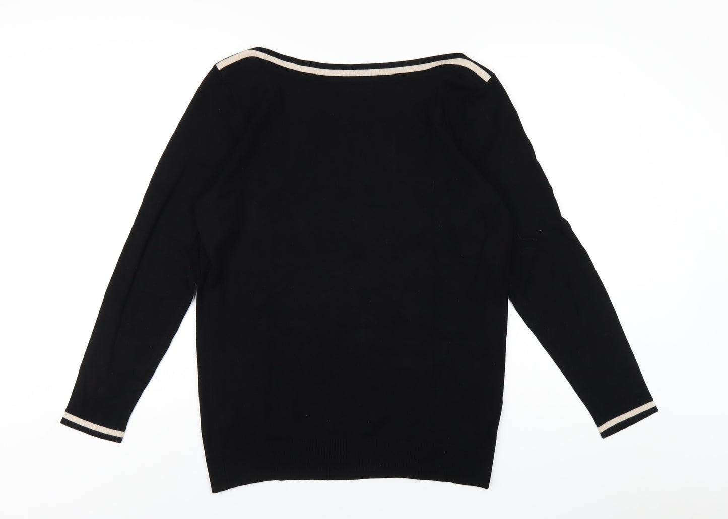 Wallis Womens Black Boat Neck Viscose Pullover Jumper Size 18