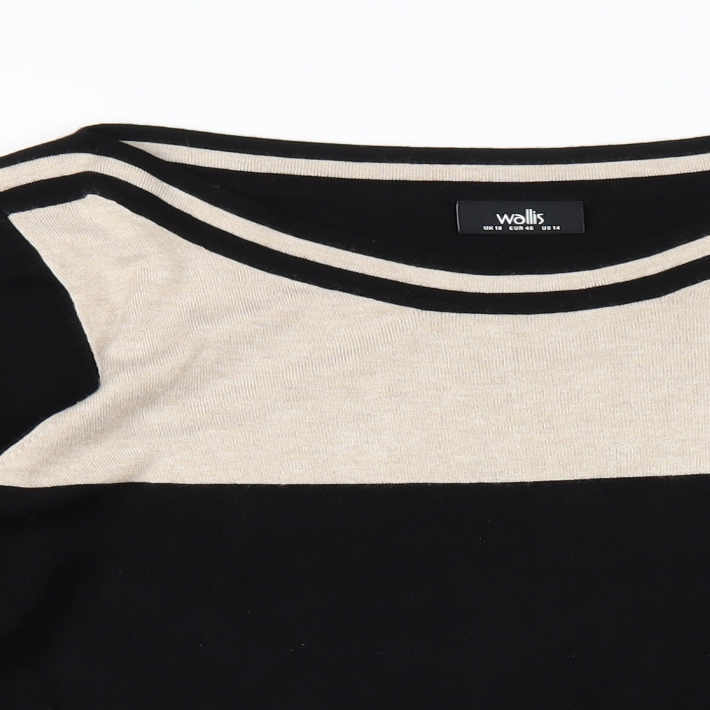 Wallis Womens Black Boat Neck Viscose Pullover Jumper Size 18