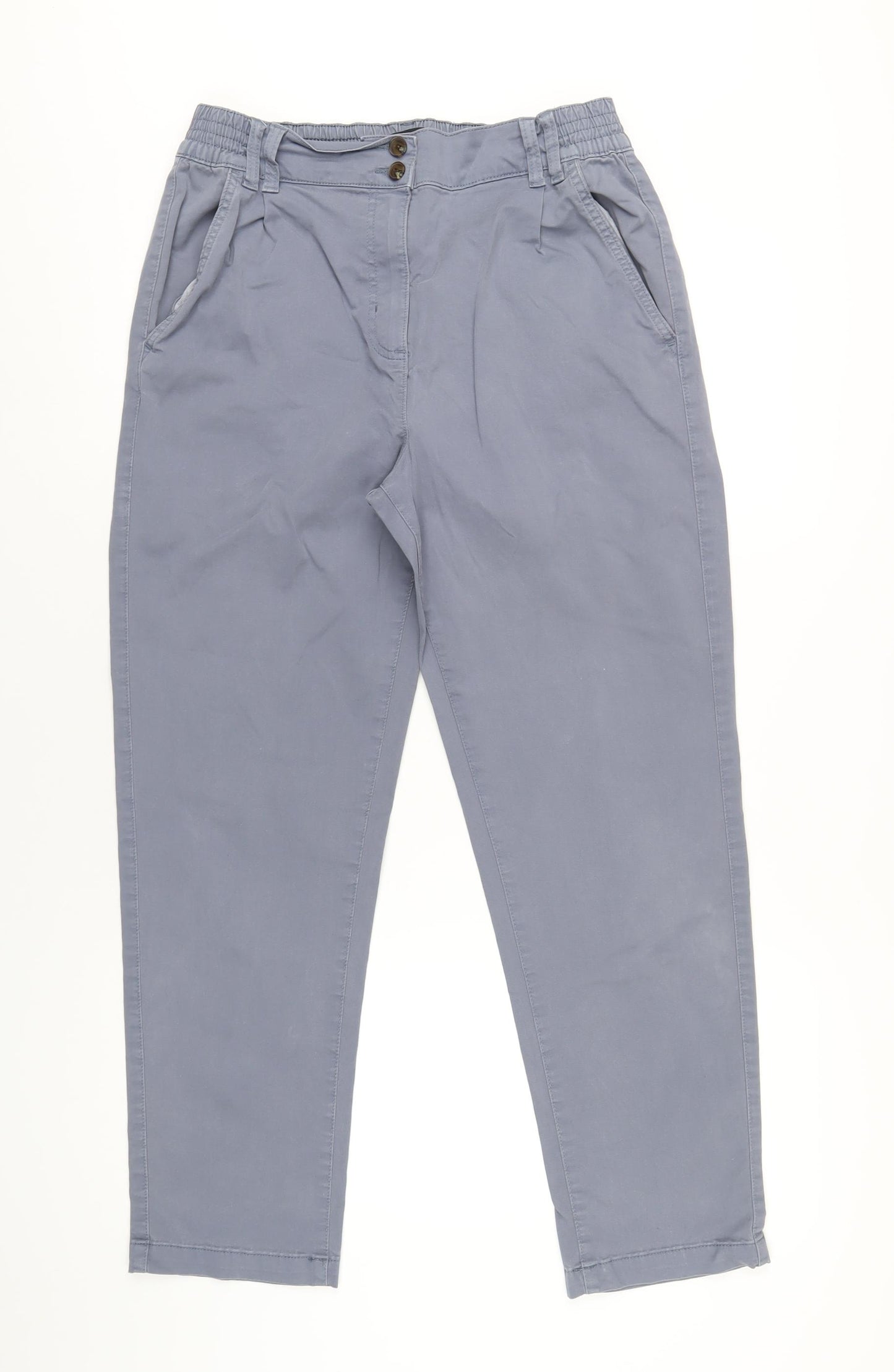 NEXT Womens Blue Cotton Chino Trousers Size 12 L30 in Regular Zip