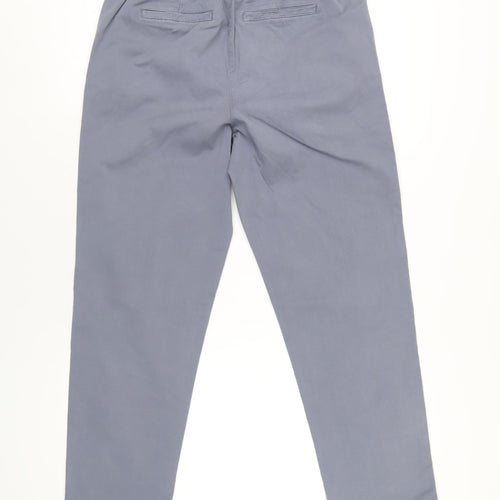 NEXT Womens Blue Cotton Chino Trousers Size 12 L30 in Regular Zip