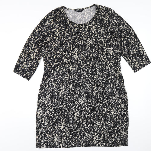 Kaleidoscope Womens Black Geometric Polyester A-Line Size 18 Round Neck Pullover