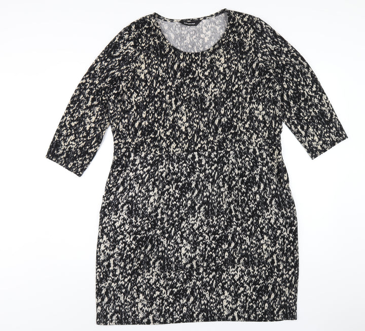 Kaleidoscope Womens Black Geometric Polyester A-Line Size 18 Round Neck Pullover