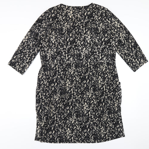 Kaleidoscope Womens Black Geometric Polyester A-Line Size 18 Round Neck Pullover