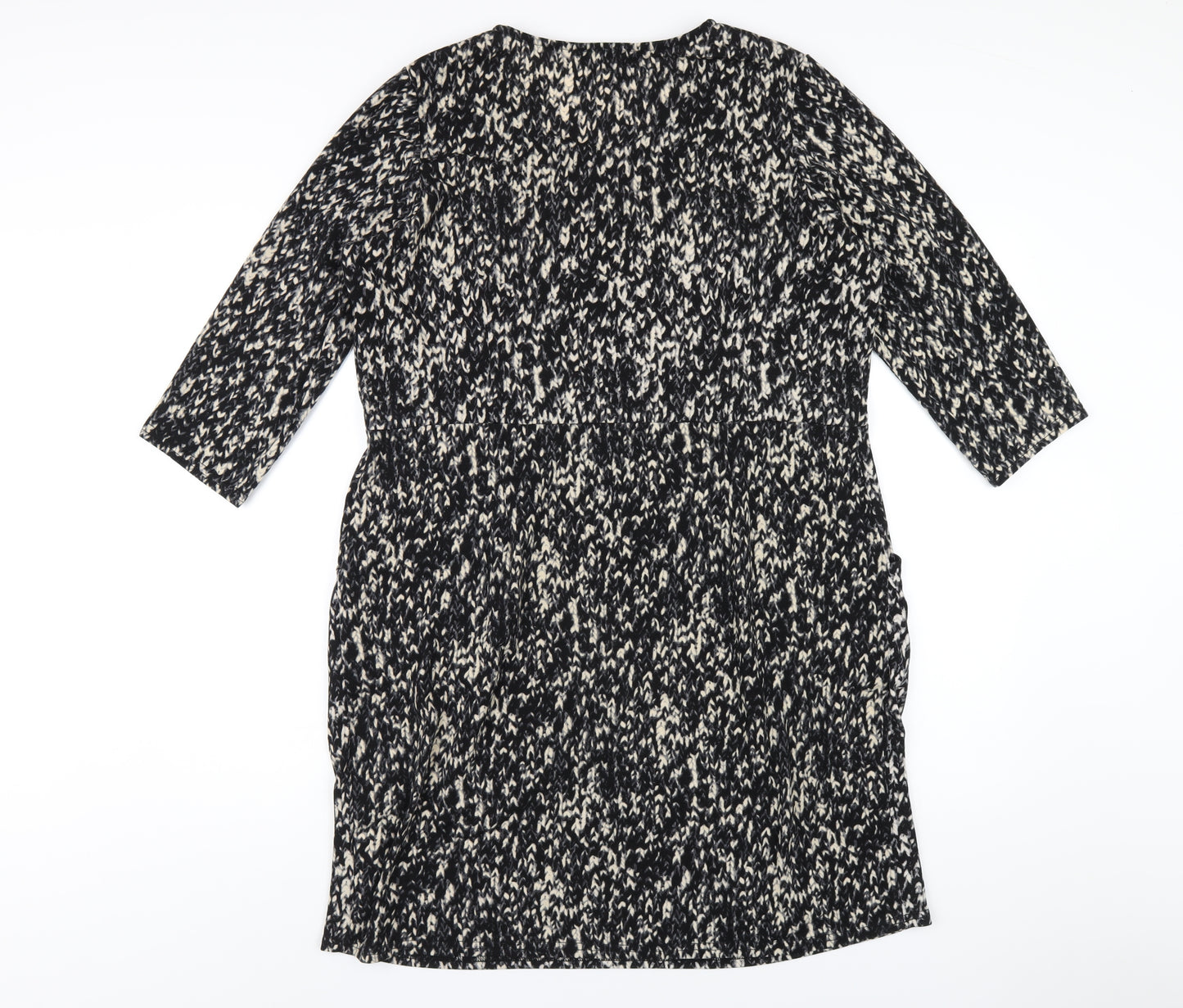 Kaleidoscope Womens Black Geometric Polyester A-Line Size 18 Round Neck Pullover