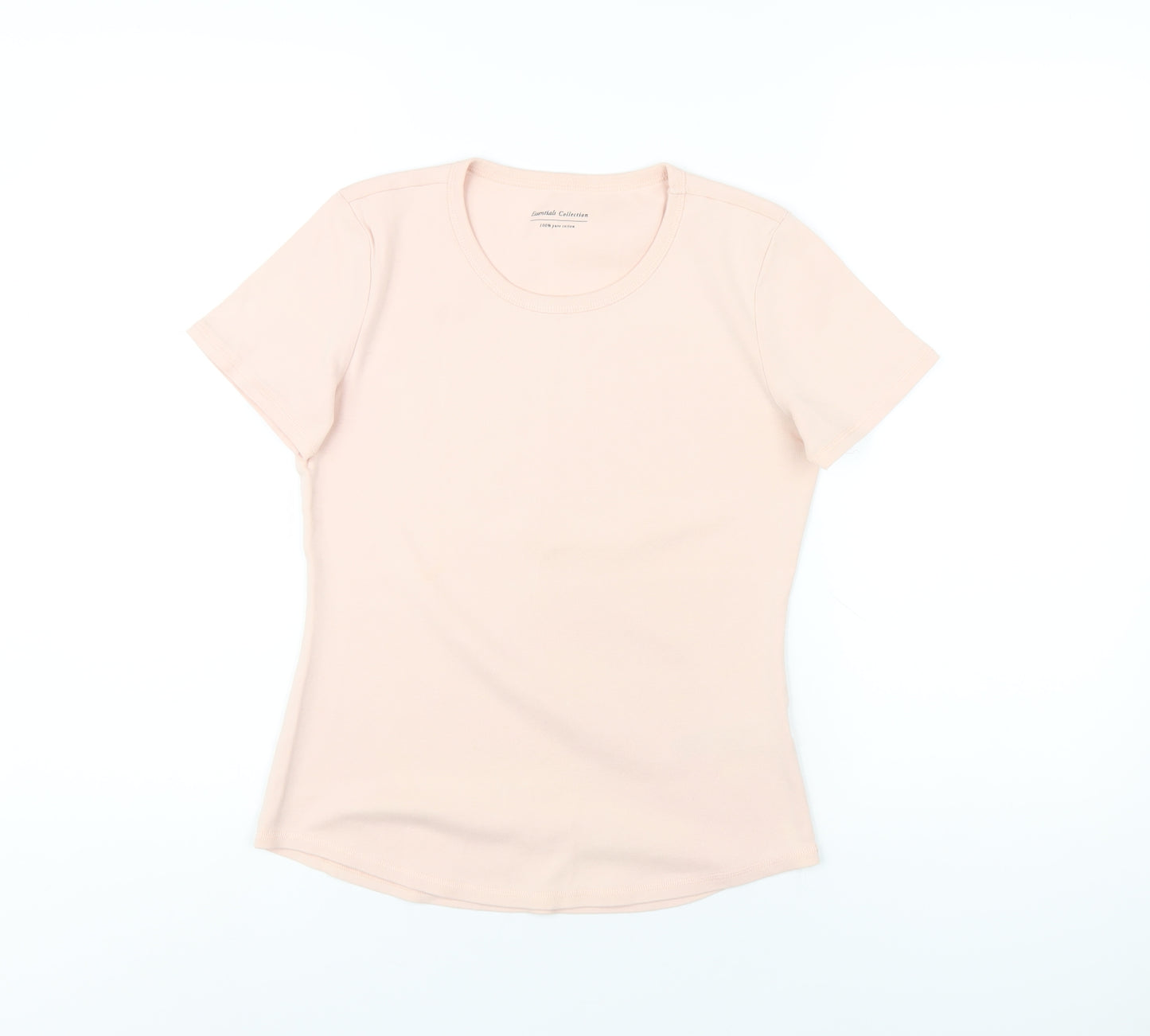 Marks and Spencer Womens Pink Cotton Basic T-Shirt Size 12 Round Neck
