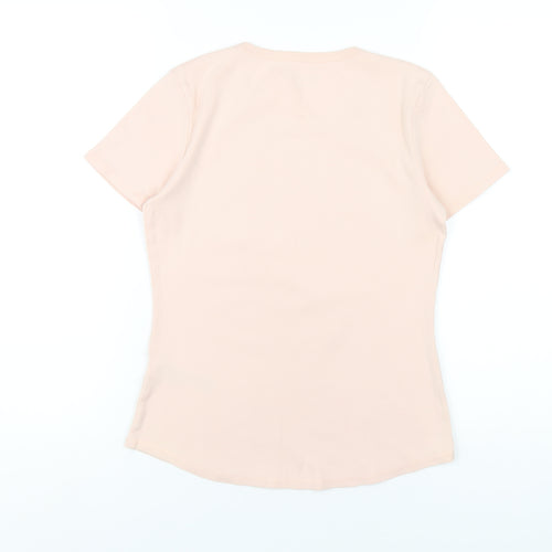 Marks and Spencer Womens Pink Cotton Basic T-Shirt Size 12 Round Neck