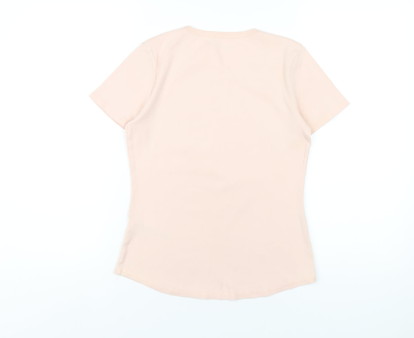 Marks and Spencer Womens Pink Cotton Basic T-Shirt Size 12 Round Neck
