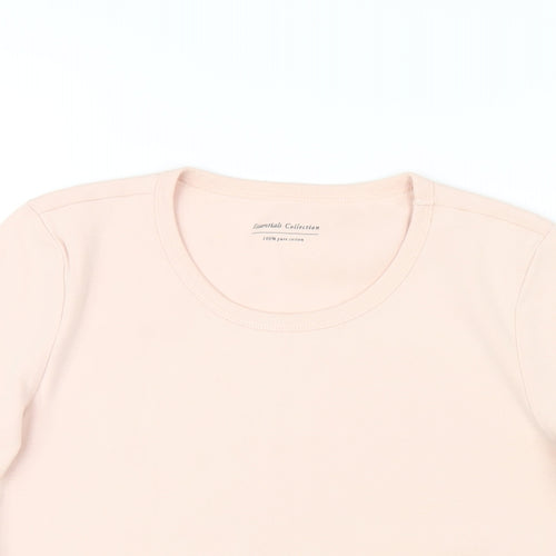Marks and Spencer Womens Pink Cotton Basic T-Shirt Size 12 Round Neck