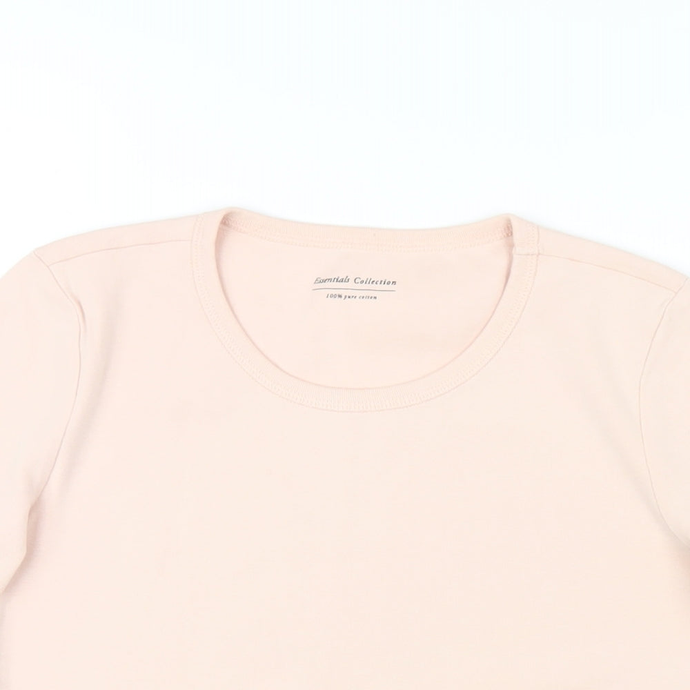Marks and Spencer Womens Pink Cotton Basic T-Shirt Size 12 Round Neck