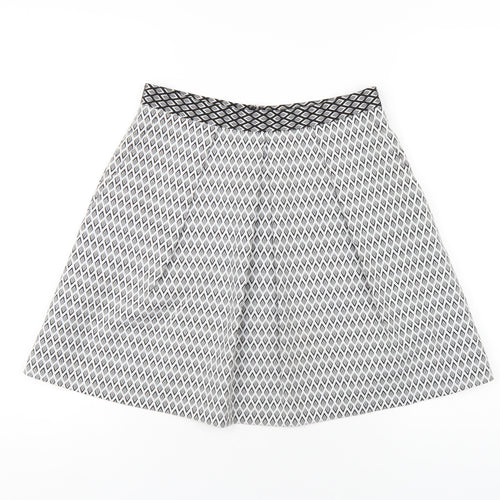 Coast Womens Grey Geometric Polyester A-Line Skirt Size 10 Zip