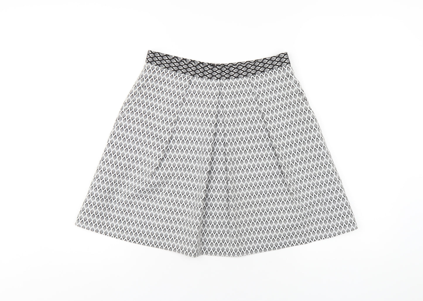 Coast Womens Grey Geometric Polyester A-Line Skirt Size 10 Zip