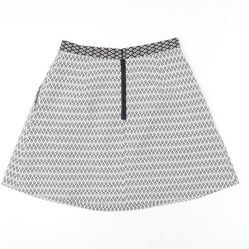 Coast Womens Grey Geometric Polyester A-Line Skirt Size 10 Zip