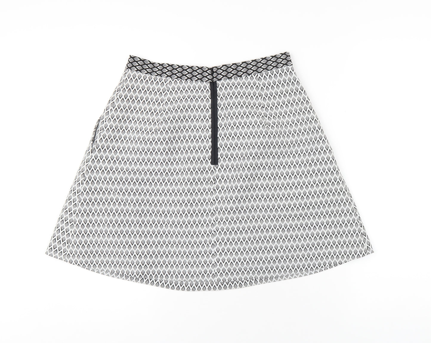 Coast Womens Grey Geometric Polyester A-Line Skirt Size 10 Zip