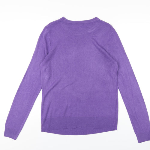Vida Vi Womens Purple Round Neck Acrylic Pullover Jumper Size M