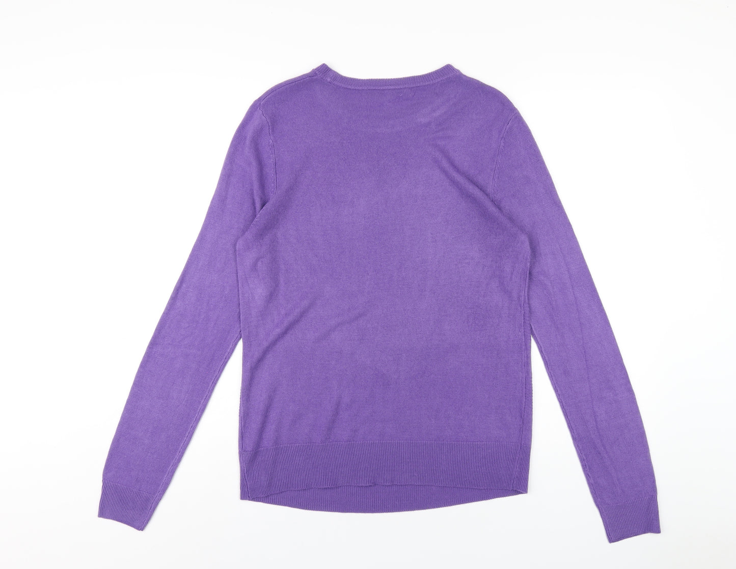 Vida Vi Womens Purple Round Neck Acrylic Pullover Jumper Size M