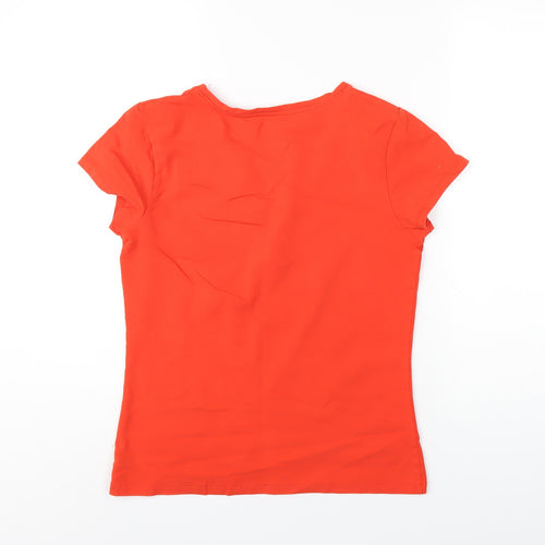 Dunnes Stores Womens Orange Cotton Basic T-Shirt Size 14 V-Neck