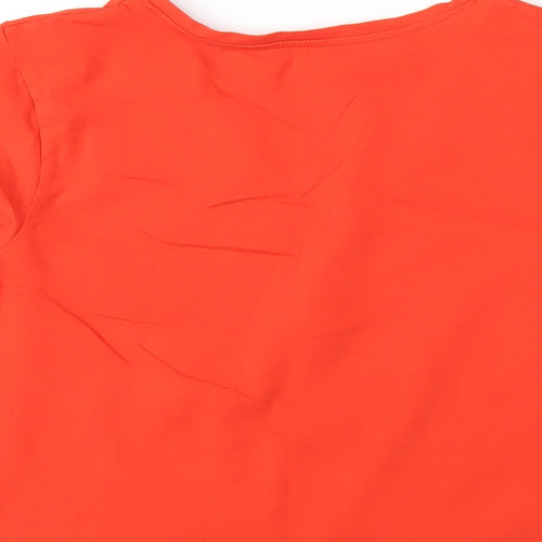 Dunnes Stores Womens Orange Cotton Basic T-Shirt Size 14 V-Neck
