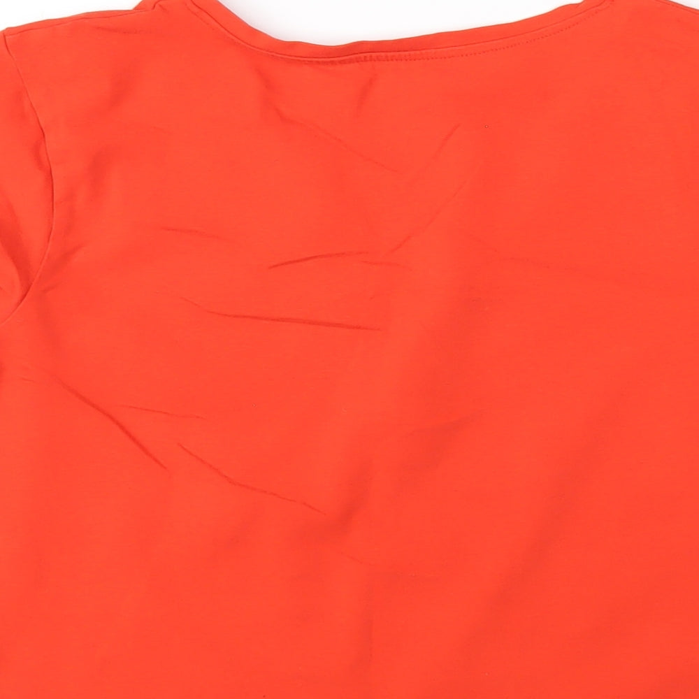 Dunnes Stores Womens Orange Cotton Basic T-Shirt Size 14 V-Neck