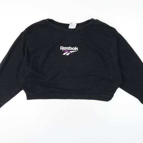 Reebok Womens Black Cotton Pullover Sweatshirt Size XL Pullover