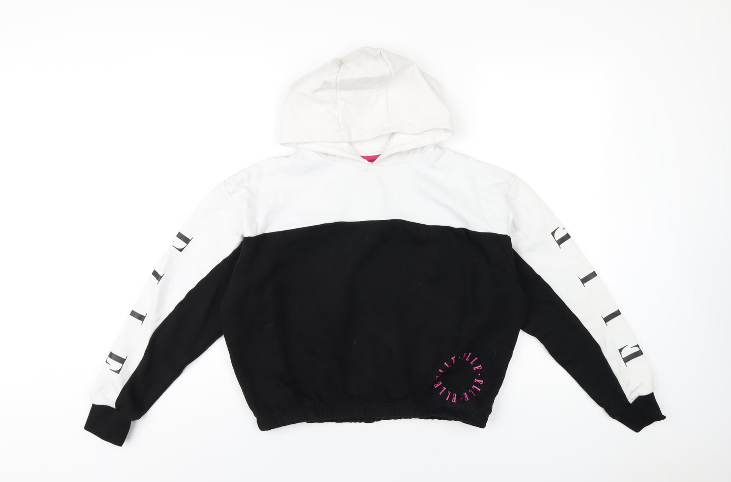 ELLE Girls Black Cotton Pullover Hoodie Size 12-13 Years Pullover