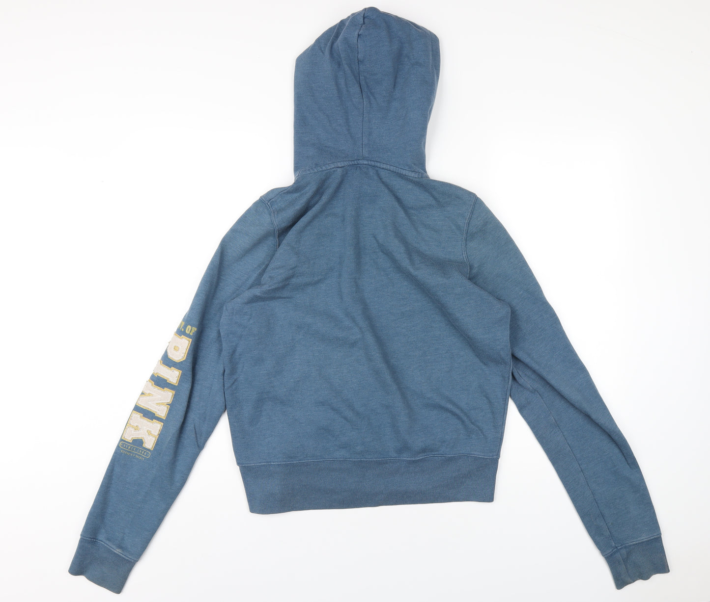 PINK Womens Blue Cotton Full Zip Hoodie Size M Zip