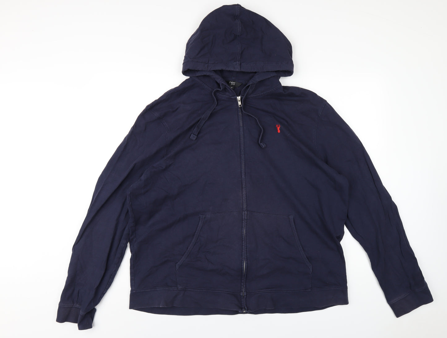 NEXT Mens Blue Cotton Full Zip Hoodie Size 2XL