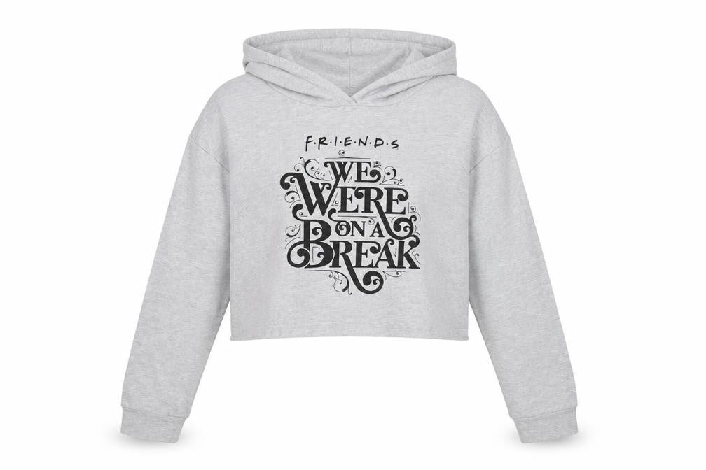 Front view of Friends women’s grey cotton pullover hoodie, size UK 12, pullover