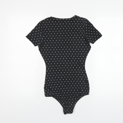 bonprix Womens Green Polka Dot Cotton Bodysuit One-Piece Size XS Snap
