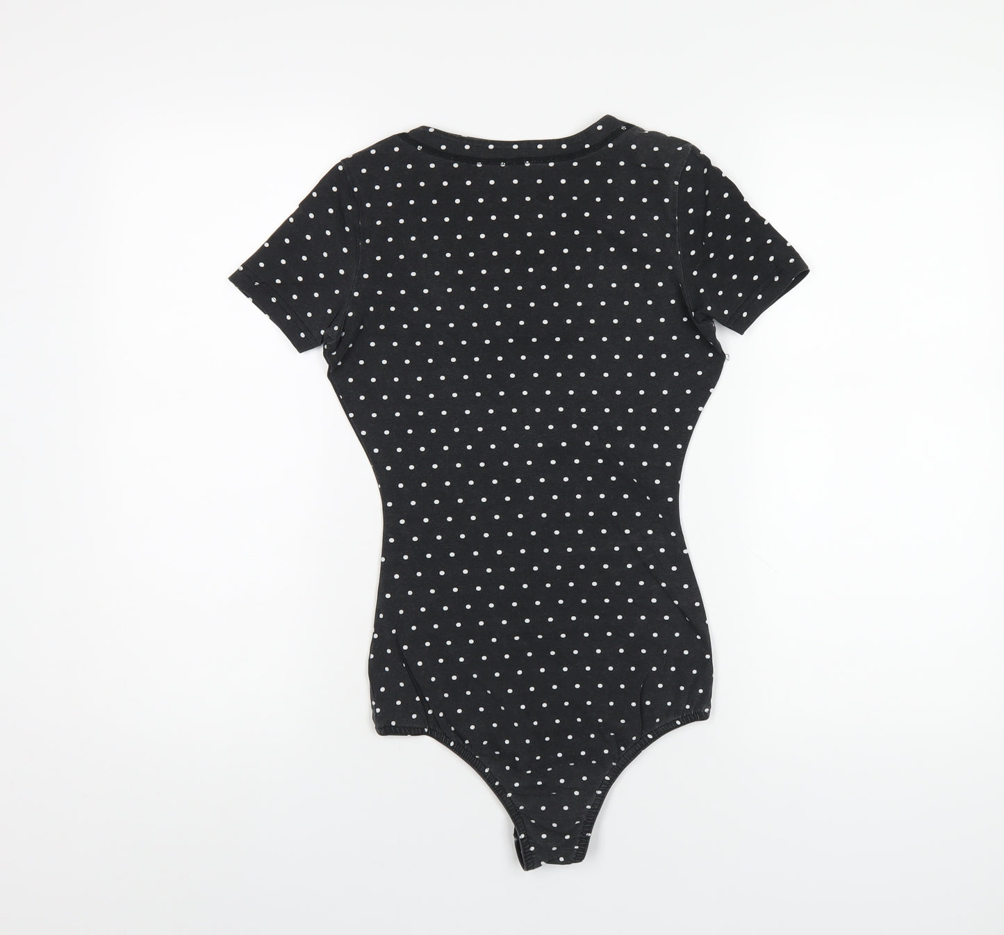 bonprix Womens Green Polka Dot Cotton Bodysuit One-Piece Size XS Snap