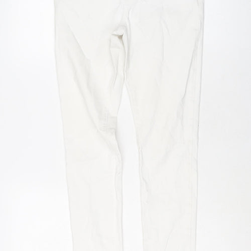 Marks and Spencer Womens White Cotton Skinny Jeans Size 10 L28 in Regular Button