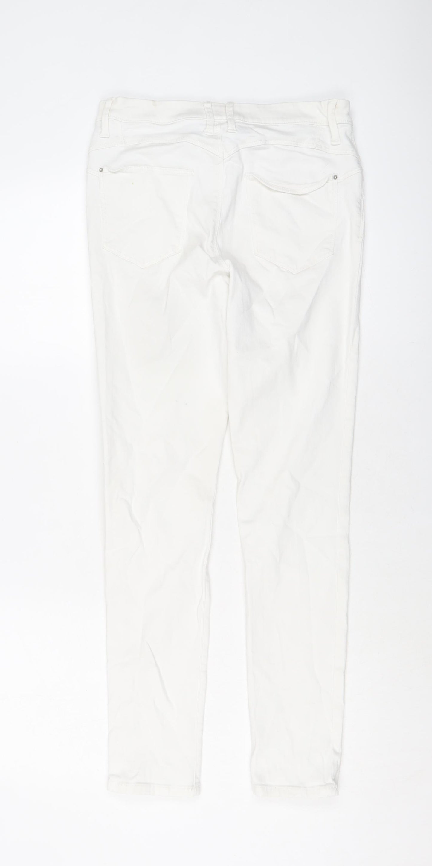 Marks and Spencer Womens White Cotton Skinny Jeans Size 10 L28 in Regular Button