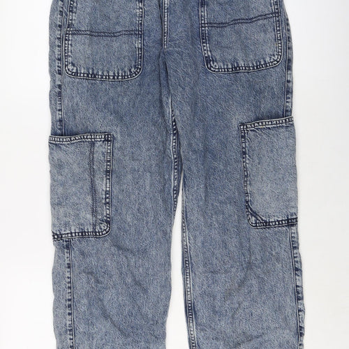 River Island Womens Blue Cotton Mom Jeans Size 12 L28 in Regular Button